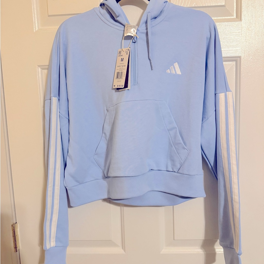 Adidas Women's Light Blue Hoodie (Size Medium)